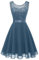 Berylove Vestido de cóctel para mujer, vestido de noche, elegante, para boda, invitada de boda, gasa, sin mangas, vestido de encaje, XL