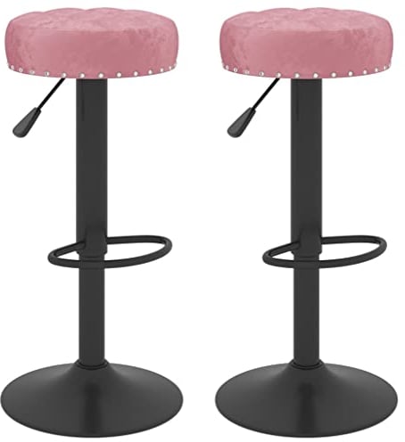 vidaXL Lot de 2 Tabourets de Bar, Chaise de Pub, Siège de Bistrot, Meuble de Salle à Manger Cuisine Salon Maison Intérieur, Rose Velours