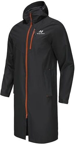 NORDIC OUTLAND Rain Jacket Men,Waterproof Breathable Long Raincoat with Hood Mesh Lining,Windbreaker for outdoor activities (UK, Alpha, XXL, Regular, Regular, Dark Grey)