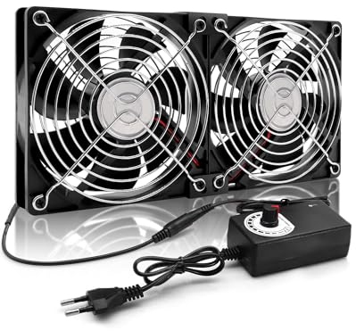 RUIZHI 240mm 12V Ventilador para PC - Velocidad de Viento Ajustable, AC 220V - 240V, 2750RPM, Portátil para TV, Radio, Router, Ventilador Dual