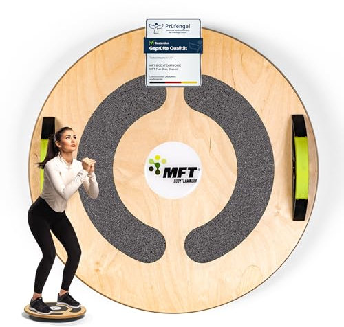 MFT Fun Disc Classic (Nature) Balance Board (made in Austria) Profi Physio Therapiekreisel Gleichgewichtstrainer zur Stärkung der Muskulatur und Koordination, rutschfest, stabil aus Holz
