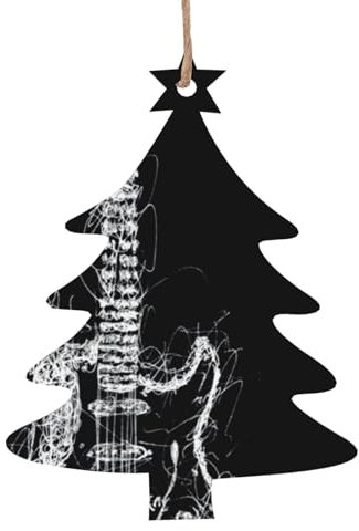 Weihnachtsschmuck aus Holz für Baumschmuck, Streifen, Gitarre, Musik, hängende Weihnachtsbaumschmuck, Kugel, Heimdekoration (Weihnachtsbaumform)