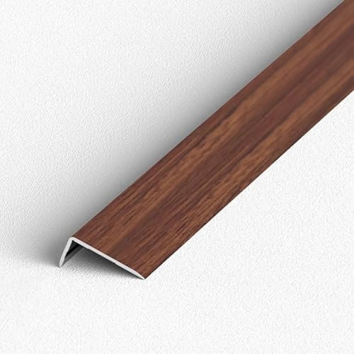 ZIMGOD Door Threshold Strip Wood Grain Stair Edge Protector for Wooden Steps, 90 Degree Aluminum Steps Cover Tread Strip for Doorsill, L-shaped Wall Corner Bar for Doorways(Style8)