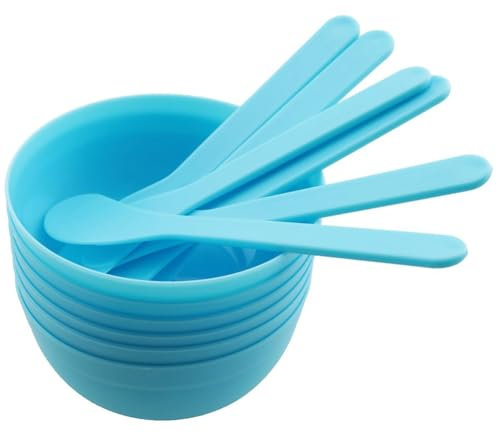 CONFUSE 6PCS Blue DIY Glue Mixing Bowl Set with Spoons for Slime, PP Plastic, Reusable Mixing Bowls