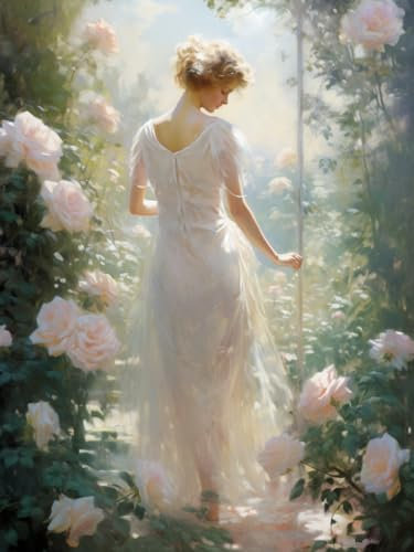 ANSIWEIGO Paint by Numbers 40x50 cm Without Frame Vibrant DIY Painting Suitable for Family Toys and Games–Garden Girl