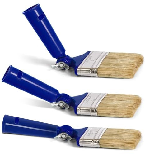 3 Pack Extendable Paint Brushes for Walls & Ceilings, Multi-Angle Adjustable Paint Brush Set with Long Handle for Fence Stain, Wood Varnish, Trim & DIY Projects