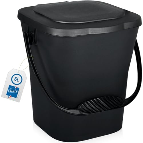 Stimo Biomülleimer 6L Komposteimer mit Deckel und Henkel Küche Biomüll Kompost Behälter (Anthrazit)