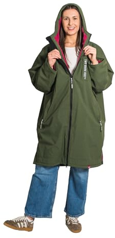 Two Bare Feet Waterproof Changing Robe with Changing Mat for Kids & Adults, Hooded Sherpa Fleece Lined, Windproof Outdoor Coat for Swimming, Surfing, Beach
