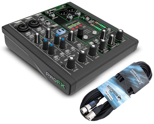 Mackie ProFX6v3+ 6-kanaliger Analogmixer Bluetooth Mischpult Interface mit keepdrum XLR-Kabel