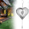 Stainless Steel Wind Spinner – 3D Heart Hanging Garden Ornament for Outdoor Decor, Metal Wind Chime to Scare & Deter Birds, Whirligig Wind Spinners, Reflective Yard Decoration for Porch Balcony Trees