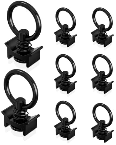 vandrabase Airlineschiene Fitting Ring (8 Stück) | Zurröse 900 daN (900 kg) Tragkraft | Einfachendbeschlag für Zurrschienen| Ladungssicherung Zubehör für Anhänger, PKW & Transporter–Schwarz