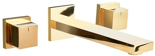 Grifo mezclador empotrado de lavabo de latón con 3 agujeros para grifo dorado Pailon