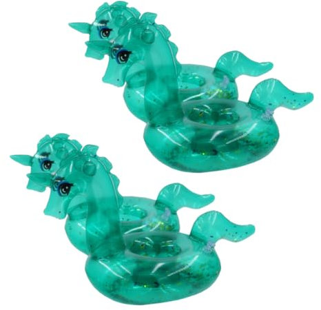Yardwe 4 Piezas Soporte de Bebidas Inflable Forma de Unicornio Verde Transparente Flotador de Decoración Fiestas