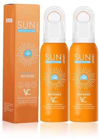 Sonnenschutz Spray 50, Transparent Sonnenspray Für Gesicht Und Körper, Breitband-UVA/UVB-Schutz - Leicht, Nicht fettend, Reisegröße (2)