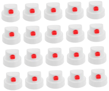 KOCKSHION 20 Pièces Bouchons de Peinture Aérosol Buses de Pulvérisation Plastique Blanches Caps de Remplacement pour Bombes Aérosols Accessoires pour Graffiti et Projets Diy
