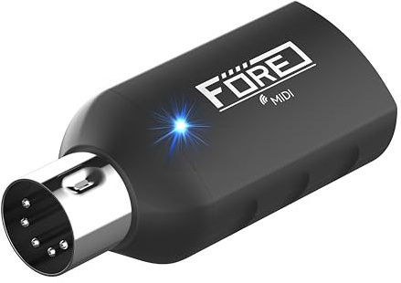 FORE S1 Wireless MIDI Interface & MIDI USB Type-C Adapter, Ultra Low Latency, Work with MIDI Keyboard & Any MIDI 5pin Din Device Compatible with iOS, Android, Windows/Mac OS Balck 1-Pack