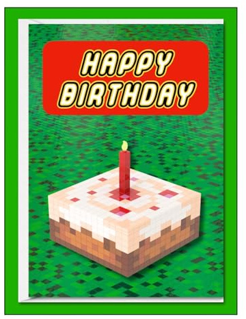 Pixel Happy Birthday Card – Mine Craft Inspired Birthday Card for Boys, Nephew, Boys, Niece, Girls, Grandson, Granddaughter– Building Gaming Theme Party Packs Party Favor