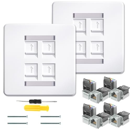 Acmerota CAT6a Keystone Netzwerkdosen Set - 4 Port Unterputz Netzwerkdose Metall Gehäuse RJ45 Jack - Datendose für Netzwerkkabel, mit werkzeugloser Keystone-Buchse