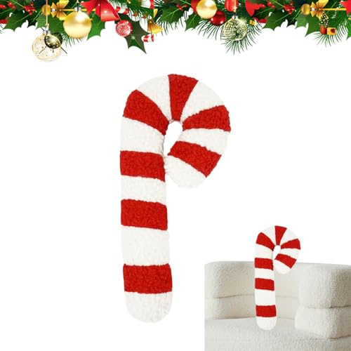 Weihnachts-Zuckerstangen-Kissen, 35cm Zuckerstangen Weihnachtskissen, Weihnachts-Süßigkeits-Überwurfkissen, Lendenkissen für Sofa - Dekoratives Plüschkissen für Arbeitszimmer Schlafzimmer Fensterbank