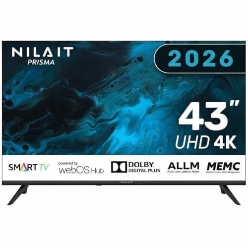 Nilait Prisma 43UD7004SWOS 43 Smart TV LED 4K UHD, WebOS, HDR, WiFi, Controllo Vocale, Televisore Ultra HD da 43 Pollici