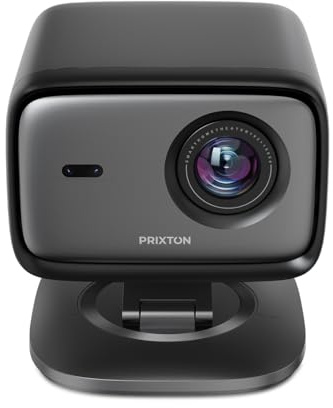 PRIXTON Tragbare Beamer WLAN Monet, 12.000 Lumen, 400 ANSI Lumen, Integrierte Lautsprecher (2 x 5 W), Full HD 1080p LED‑Auflösung, Fernbedienung, 40” bis 150”, Anschluss HDMI/USB/DC IN