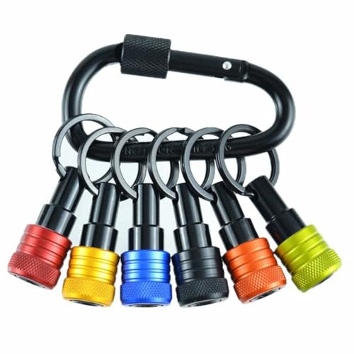 ximie Bit Holder Keychain 6pc -1/4In Hex Shank Bit Holders -for Nut Driver,Screwdriver & Drill Bits,Include Keychain Carabiner
