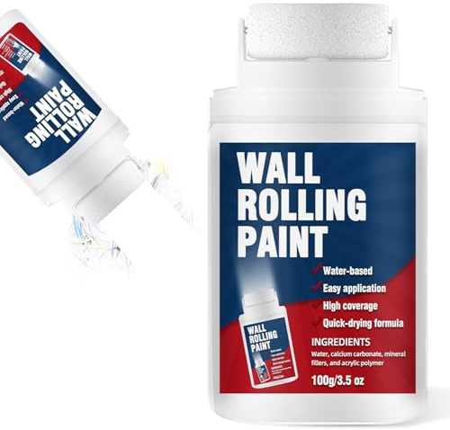 AstraVox White Roller Paint, Water-Based White Paint for Walls, Ceilings, Integrated Paint Roller Kit Effectively Covers Graffiti, Footprints, Scratches, Quick Drying, Low Odor, Easy to Use