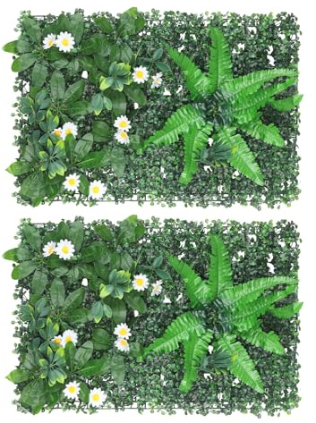 VeftBltrem 2 künstliche Pflanzenwandpaneele 60x40cm, künstliche grüne Pflanzen für die Wand, realistische Pflanzendekorationen für drinnen und draußen, Wände, Balkone, Gärten, Hochzeiten