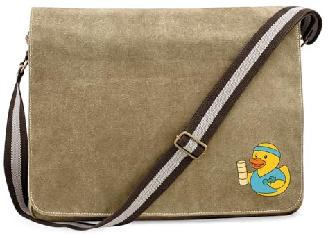 Huuraa Umhängetasche Quietscheente Physiotherapie Comic Gummiente 14 Liter Sahara Canvas Laptoptasche Geschenkidee