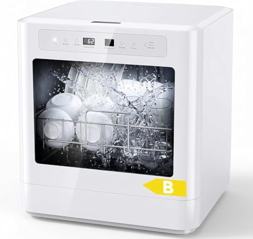 Mini Lavastoviglie da Tavolo, Lavastoviglie Portatile 6 Programmi, Capacità 8 Coperti, Consumo 5L Acqua, per Cucine, Appartamenti e Dormitori [Classe di Efficienza Energetica B]