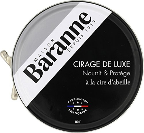 Baranne - Cirage de Luxe Noir Traditionnel à la Cire d’Abeille - Nourrit, Protège, fait Briller et Ravive le Cuir des Chaussures - Fabrication française - 75ML