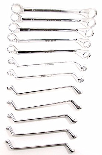 12pc Bi-Hexagonal Swan Neck Ring Spanner Garage Workshop Tool Set 6-32mm SP024