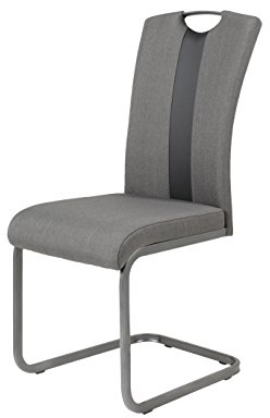 Hela Tische, 2er Set Schwingstuhl Amber2, Bezug Kunstleder Anthrazit, Metallgestell Grau, 98x43x56 cm