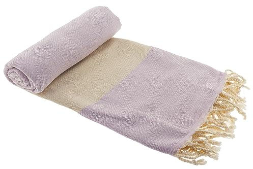 Stefano Ferrante ELMAS Hamamtuch Saunatuch Pestemal Fouta Strandtuch Badetuch Handtuch Baumwolle Backpacker 100x180 cm (Flieder)