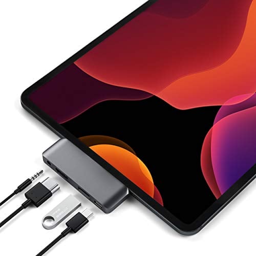 SATECHI Adattatore Type-C Mobile Pro Hub con ricarica USB-C PD, HDMI 4K, USB 3.0 e jack per cuffie da 3,5 mm - per iPad Pro M2/M1, iPad Air M1, iPad Mini e altro (Grigio siderale)