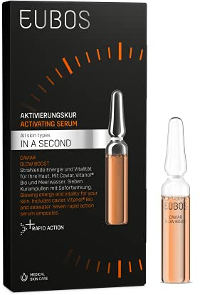 EUBOS IN A SECOND | Caviar Glow Boost | Aktivierungskur für strahlende Haut | Revitalisiert und glättet | Für alle Hauttypen| Hautverträglichkeit dermatologisch bestätigt | 7 x 2ml