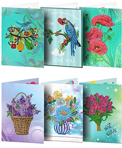 Broadroot 6 stücke Grußkarten DIY Diamant Painting Malerei Stickerei Feiertag Geburtstag Karte Postkarten Geschenk Handwerk