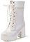 Elyffany Lolita Stivali con tacco alto Cosplay Pizzo Dolce Lady Scarpe Moda Brogue Scarpe, bianco, 40 EU