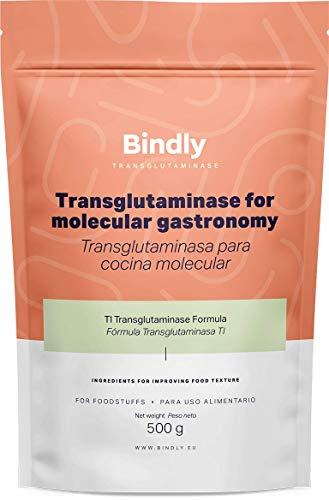 Bindly Transglutaminasa TI en Polvo, 500 gr, Mejora la Textura de Alimentos Ricos en Proteínas, Meat Glue, Ideal para Chefs, Cocineros, Restaurantes y Amantes de la Cocina, Apto para Veganos