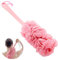 Limeow Fleur de Douche avec Manche Long Manche Brosse de Bain à Suspendre Brosse Dos Suspendue Brosse Eponge pour Bain Durable Brosse de Douche pour les Femmes et Hommes Loofah Exfoliante (Rose)