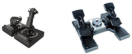 Logitech G X56 H.O.T.A.S Throttle and Joystick Flight Simulator Game Controller, 6 Dregrees of Freedom, 4 Spring Options, 189 Programmable Controls - Black & G Saitek PRO Flight Rudder Pedals - Black