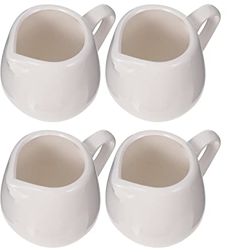4pcs Mini Ceramic Sauce Jugs with Handle Kitchen Creamer Containers for Sauces Spout Chic Design for Home Cooking