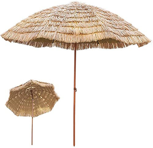 Yclty 6.9Ft Beach Umbrella Garden Parasol Hula Thatched Hawaiian Tiki Umbrella With Tilt, Thatch Patio Umbrella for Garden Residential Party Cafe