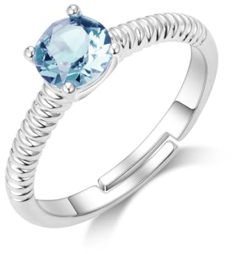 Anillo Ajustable de Cristal Azul Claro Creado con Cristales de Zircondia®