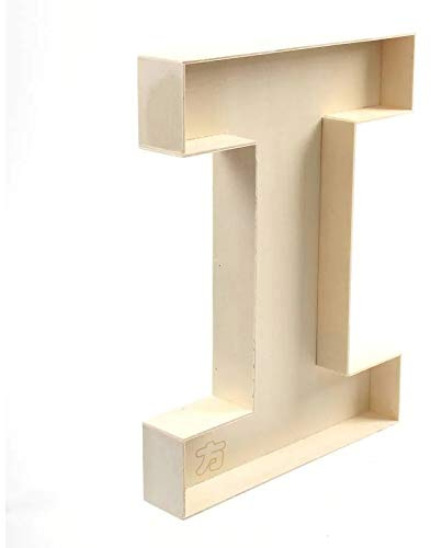 Unlackierter Holz-Buchstabe I, handgefertigter, befüllbarer Briefkasten A-Z