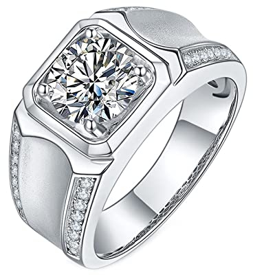 ANAZOZ Pt950 Herren Ring Platin, 2ct Moissanite Solitaire 4 Klaws Ehering Herren Echtschmuck