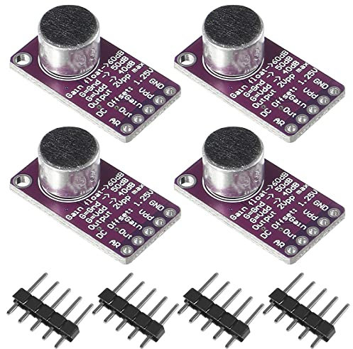 4 Pcs MAX9814 Electret Microphone Amplifier AGC Microphone Preamplifier Module Auto Gain Control, for Arduino