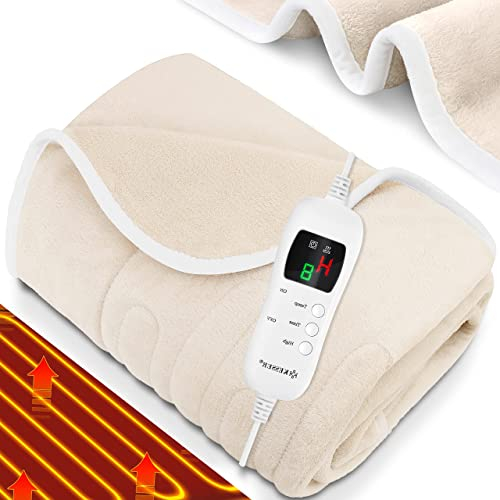 KESSER® Heizdecke aus Plüsch 160x120cm Anthrazit TÜV SÜD GS geprüft | elektrische Wärmedecke mit Timer Abschaltautomatik | Kuscheldecke Decke | 9 Temperaturstufen | waschbar bis 40°C | Digitalanzeige