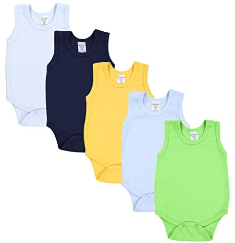 TupTam Baby Jungen Achselbody – Weicher Baby Body im 5er Pack aus Baumwolle, Body Baby Unifarben OEKO-TEX zertifiziert, Farbe: Farbenmix 1, Größe: 104