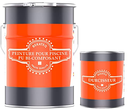BEKATEQ LS-405 Peinture piscine 2K PUR 5kg Noir I Peinture brillante pour piscines en fibre de verre, PRV, polyester, béton, fer & acier I Peinture polyuréthane pour l'intérieur & l'extérieur